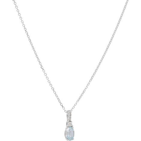 Collana in oro bianco 9 Kt con centrale celeste