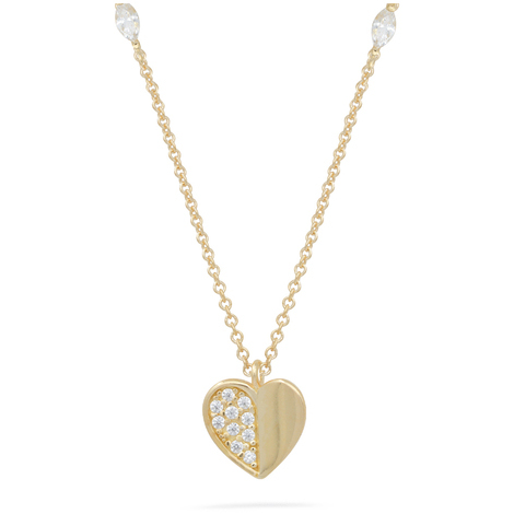 Collana in oro giallo 9Kt con cuore e zirconi