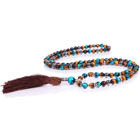 collana mala tibetano unisex con pietre e nappa