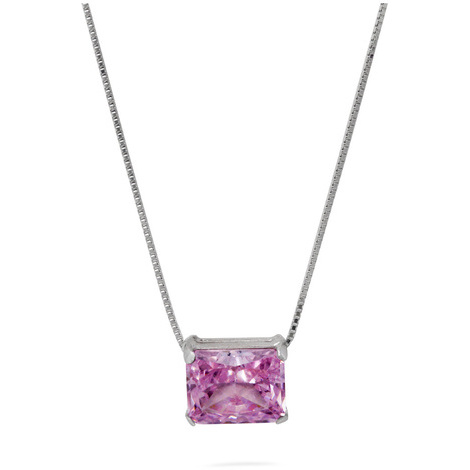 Collana oro 9Kt con centrale zircone rosa SarniOro