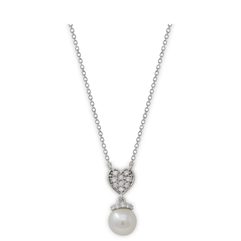Collana oro 9Kt con cuore e perla Eureka