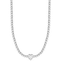 collana tennis in acciaio con cuore zircone lj 