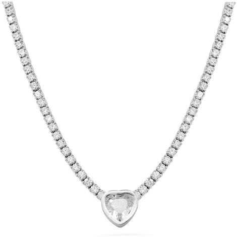 Collana tennis in argento 925 con cuore centrale