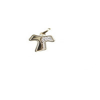 croce liscia bicolore in oro 9 kt