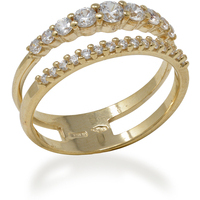 doppio anello veretta in oro 9 kt con di zirconi