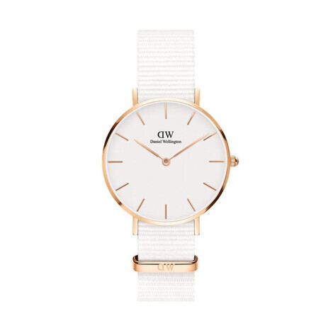 Orologio analogico acciaio e tessuto bianco 28mm