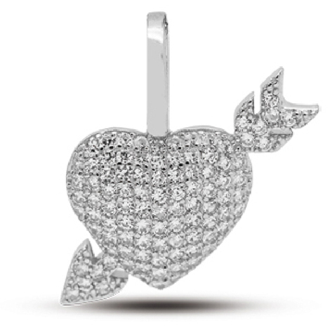 Charms cuore frecc.in argento 925 pietre