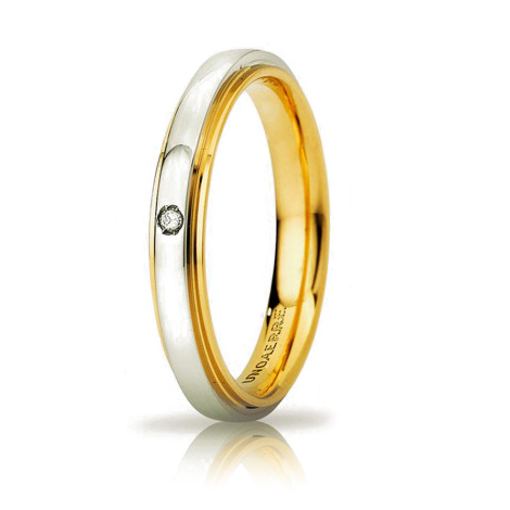 Fede bicolore in oro giallo e bianco 18kt con diam SQSGB BIC 0 01 MIS10 18