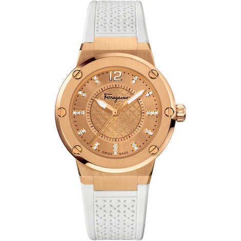 Orologio da donna in acciaio con cintur. in gomma