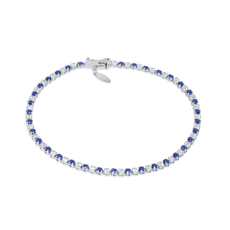 Bracciale tennis in oro18kt con zirconi blu