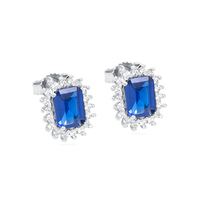 orecchini in oro bianco 18 kt con zircone zaffiro