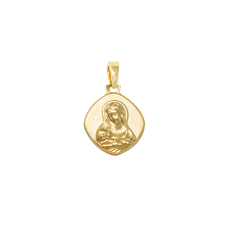 Medaglia sacra con Madonna e Cristo in Oro giallo