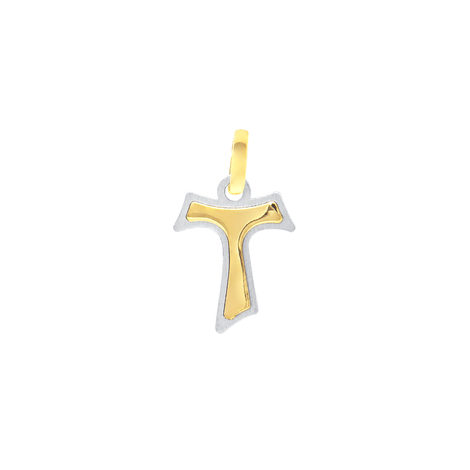 Croce Tau in Oro doppio colore bianco e giallo