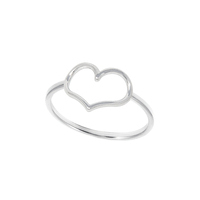 anello fantasia con contorno cuore, in oro bianco