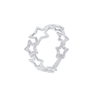 anello con fantasia di stelle, in oro bianco