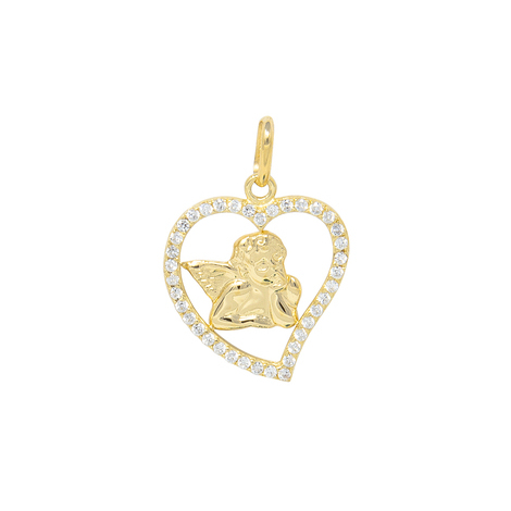 Ciondolo angelo con contorno cuore in oro18kt