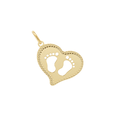 Ciondolo cuore e piedini in oro giallo18kt