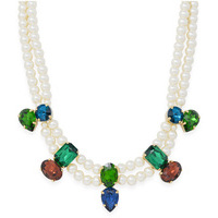 girocollo a due fili con perle e pietre evita