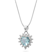 girocollo cuore in argento925 color acquamarina