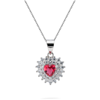 girocollo cuore in argento925 color rubino