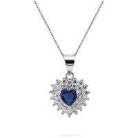girocollo cuore in argento925 color zaffiro