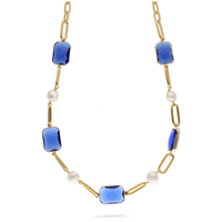 girocollo evita in ottone con cristalli e perle