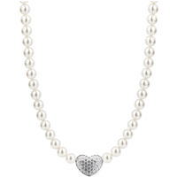 girocollo in argento con perle e cuore bombato