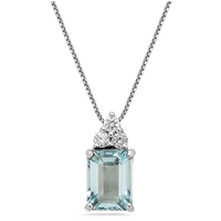 girocollo in oro 18kt con acqua marina e diamanti