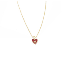 girocollo in oro 18kt con cuore smalto rosso