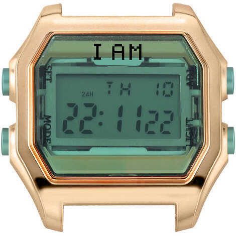 Cassa watch digitale color oro rosa e vetro verde