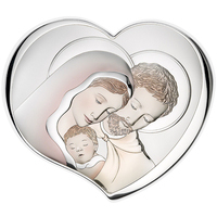 icona sacra famiglia in argento e legno