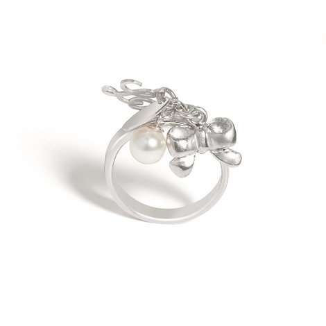 Anello in argento con perla e fiocco mis. 16