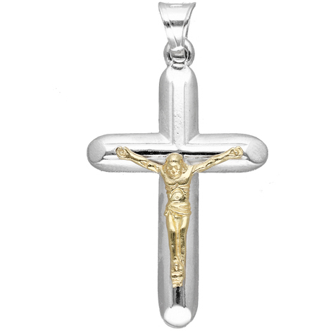 NKlaus Ciondolo Croce Crocifisso in argento 925 rodiato Comunione Ortodossa Cresima 6364 Battesimo