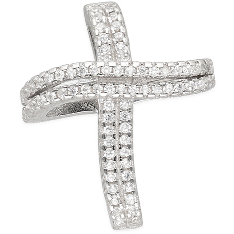 Collana Tuscany Silver Croce In Argento Sterling 925 Con Zirconia, Ipoallergenica, Confezione Regalo