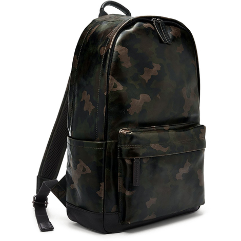 Zaino Fossil in pelle trama verde militare