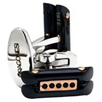 navarra cuff link steel black stone