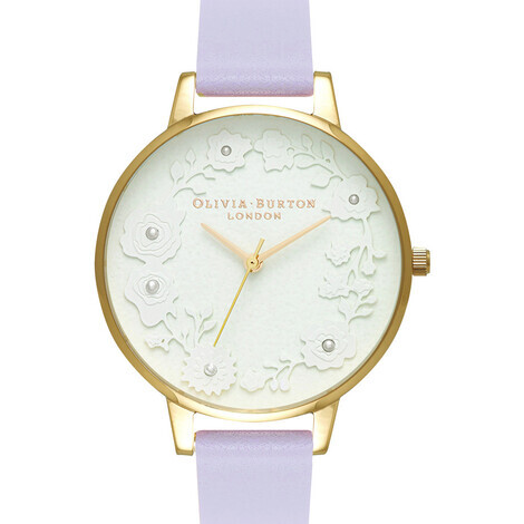 Orologio analogico floreale bianco e lilla