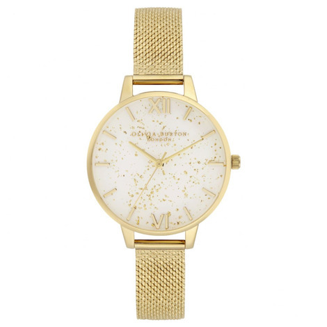 Orologio analogico glitterato in acciaio gold