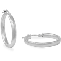 orecchini a cerchio canna ovale in oro bianco 9kt 