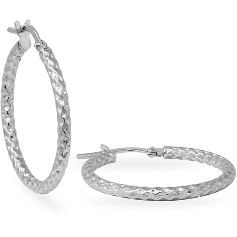 Orecchini a cerchio in oro bianco 9Kt lavorati