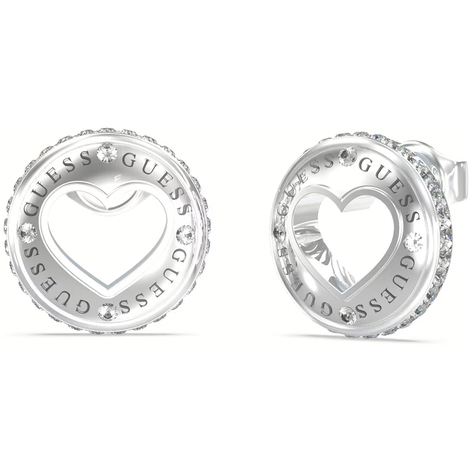 Orecchini acciaio donna a lobo con cuore zircone