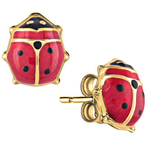 Orecchini bimba coccinella piccola in oro 9kt