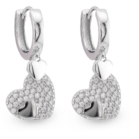 Orecchini cerchio con cuore in argento 925