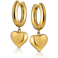 Orecchini a cerchio pendenti a forma di cuore in oro