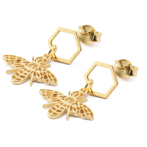 Orecchini con pendente ape in argento 925