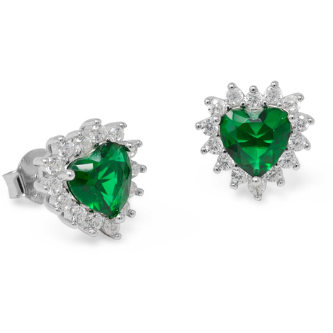 Orecchini cuore in argento925 color smeraldo