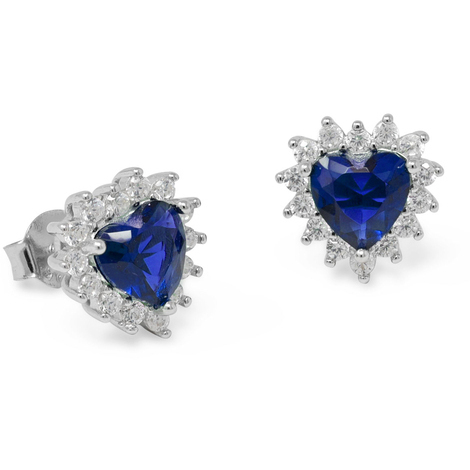 Orecchini cuore in argento925 color zaffiro