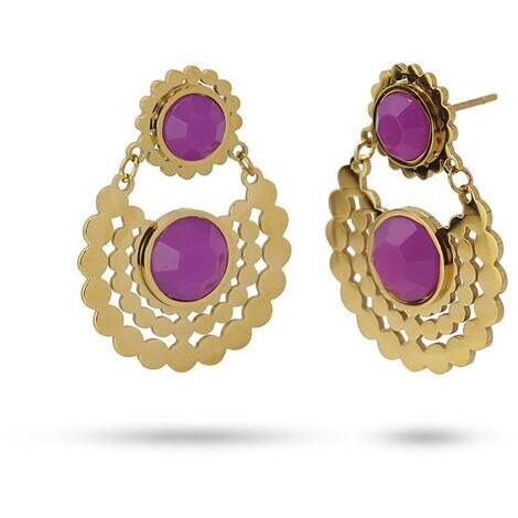 Orecchini A Bottone Grandi Dorati Con Righe, Placcati Oro 18 Carati, Perni In Argento Ipoallergenici - Gioielli Statement Donna, Regalo Con Sacchetto Di Velluto