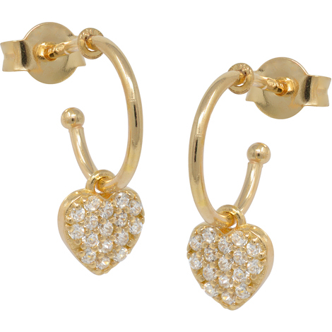 Orecchini ear cuff in oro 9Kt con cuore