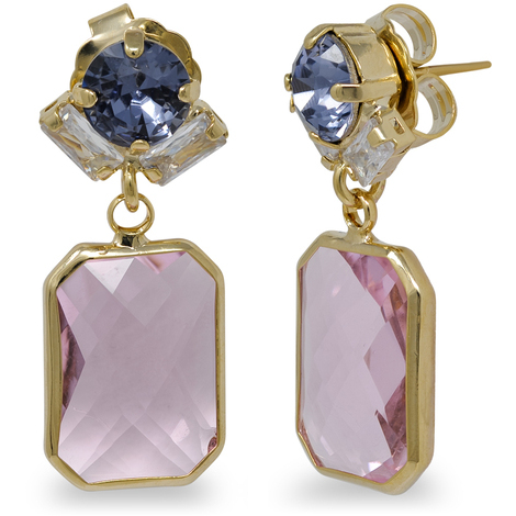 Orecchini Evita in ottone con cristalli 
